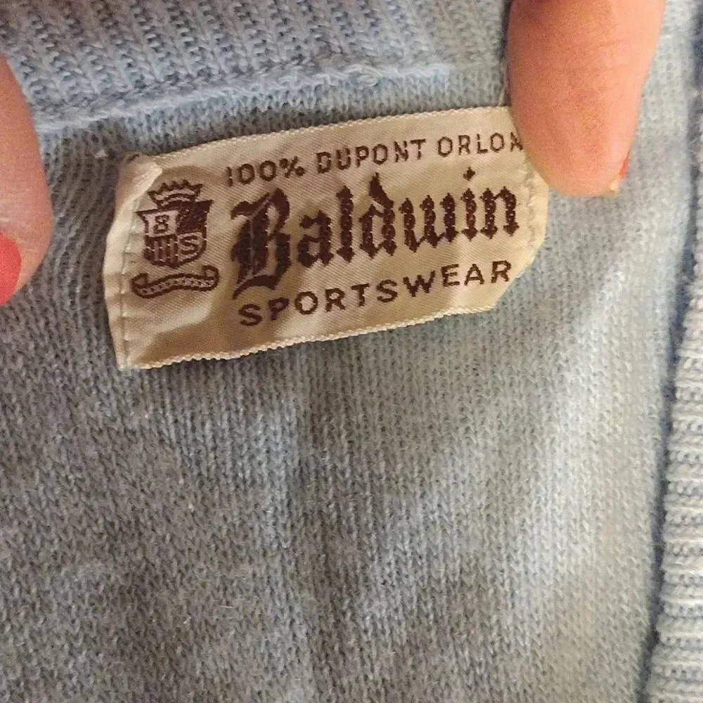Baldwin Sportswear VTG 60s Baby‎ Blue Dupont Orlon Sweater  *Fits like Medium